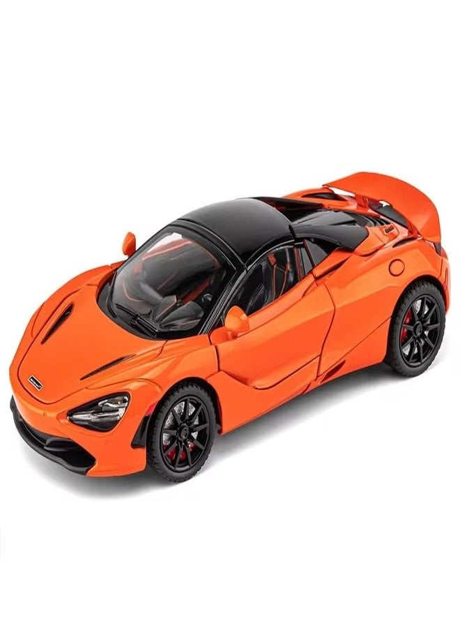 VARIYA ENTERPRISE® 1:24 Big McLaren 720s Convertible Toy Car Metal Pull Back Diecast Car with Openable Door and Sound Light, Gifts Toys for Kids【 Orange 】 - Image 1